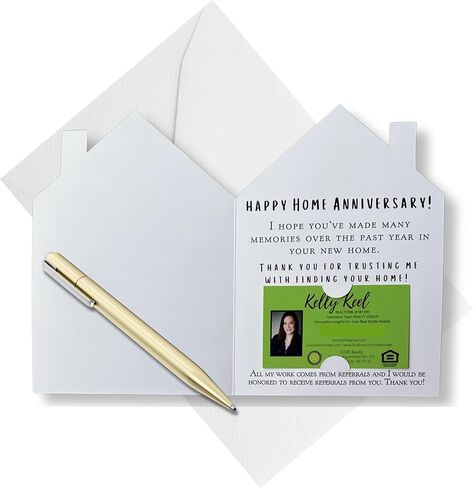 Home Anniversary Cards for Realtor Housiversary Bulk 25 Cards + Envelopes Included 5.5 x 7.5" inches Marketing Cards opens with business card slot in Saudi Arabia