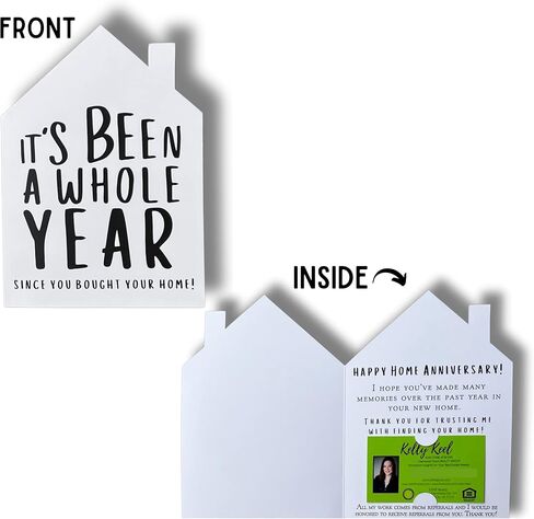 Home Anniversary Cards for Realtor Housiversary Bulk 25 Cards + Envelopes Included 5.5 x 7.5" inches Marketing Cards opens with business card slot in Saudi Arabia