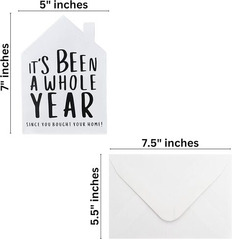 Home Anniversary Cards for Realtor Housiversary Bulk 25 Cards + Envelopes Included 5.5 x 7.5" inches Marketing Cards opens with business card slot in Saudi Arabia