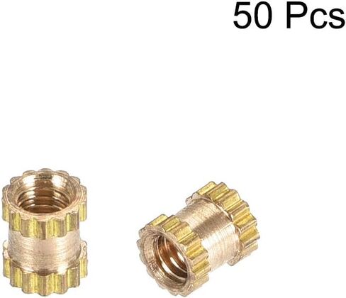 uxcell Knurled Insert Nuts, 50Pcs M2.5 x 4mm(L) x 3.5mm(OD) Female Thread Brass Embedment Nuts in Saudi Arabia