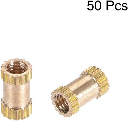 uxcell Knurled Insert Nuts, 50Pcs M2.5 x 4mm(L) x 3.5mm(OD) Female Thread Brass Embedment Nuts in Saudi Arabia