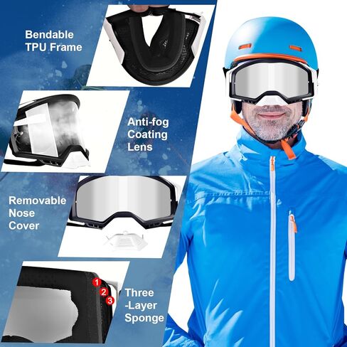 MX Goggles Motorcross Goggles with Tear Off, UV400 Anti-fog Off Road Goggles for Motorcycle Snowmobile for Men,Women in Saudi Arabia