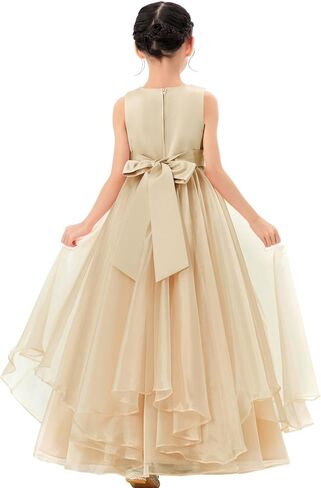 ekidsbridal فستان فتاة الزهور الأورجانزا ذو طبقات مكشكشة للأطفال الصغار لوصيفات العروس في الزفاف Seq1 in Kuwait