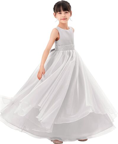 ekidsbridal فستان فتاة الزهور الأورجانزا ذو طبقات مكشكشة للأطفال الصغار لوصيفات العروس في الزفاف Seq1 in Kuwait