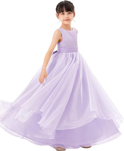 ekidsbridal فستان فتاة الزهور الأورجانزا ذو طبقات مكشكشة للأطفال الصغار لوصيفات العروس في الزفاف Seq1 in Kuwait
