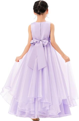 ekidsbridal فستان فتاة الزهور الأورجانزا ذو طبقات مكشكشة للأطفال الصغار لوصيفات العروس في الزفاف Seq1 in Kuwait
