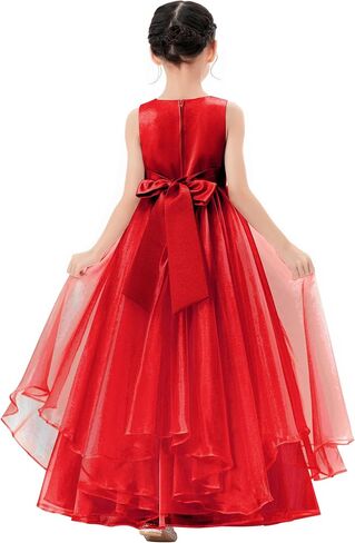 ekidsbridal فستان فتاة الزهور الأورجانزا ذو طبقات مكشكشة للأطفال الصغار لوصيفات العروس في الزفاف Seq1 in Kuwait