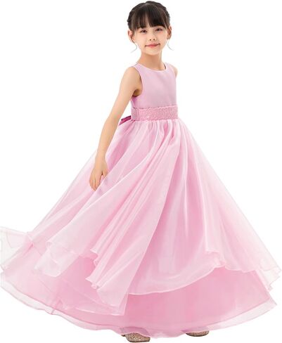 ekidsbridal فستان فتاة الزهور الأورجانزا ذو طبقات مكشكشة للأطفال الصغار لوصيفات العروس في الزفاف Seq1 in Kuwait