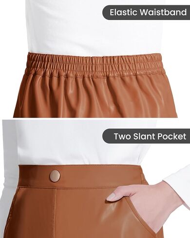 Auranso Girls Faux Leather Skirts A-Line Mini Skirts for Girls with Two Pockets in Saudi Arabia