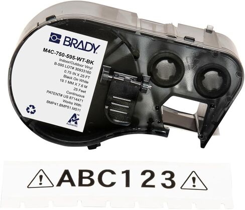 Brady Authentic (M4C-750-595-WT-BK) All-Weather Vinyl Labels 0.75 in W x 25ft Black on White. for use with The BMP41, BMP51, and M511 Label Printers in Saudi Arabia