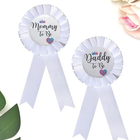 دبابيس شارة صفيح للأم والأب، قطعتان مثاليتان لاستحمام الطفل/إظهار الجنس دبابيس للآباء الجدد دبابيس استحمام للأطفال هدية للحفلات لكل أم لتكون وأب ليكون in Kuwait