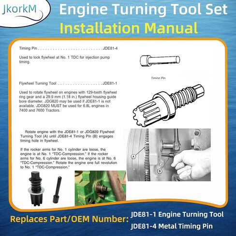 أداة تحول المحرك JDE81-1 + مجموعة دبابيس توقيت معدنية JDE81-4 متوافقة مع أنواع المحرك John Deere 4024 4039 4045 4239 4276 6359 6619 6059 6068 6076 6081 6090 6105 6125 6135. in Kuwait