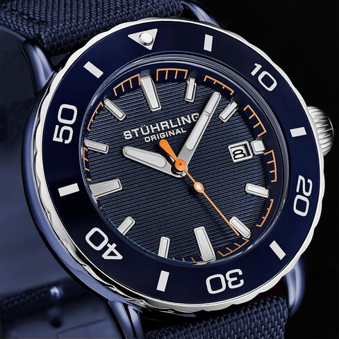 Stuhrling Original Men's Voyager Watch Nylon Strap Water Resistant Quartz 44mm in Saudi Arabia