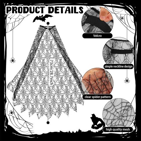 14 Pcs Halloween Spider Costume Set Include Spider Web Cape Backpack Hair Hoop Mask Tattoo Stickers Halloween Spider Web Dress Up for Trick or Treat Cosplay Accessories（Black） in Saudi Arabia