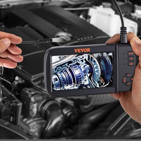 VEVOR Triple Lens Borescope, 5" IPS Screen Inspection Camera with Lights, 8X Zoom 1080P HD Split Screen, 10 LED Lights Scope Endoscope Camera for Automotive, Plumbing(16.5FT Cable, 32GB Card) in Kuwait