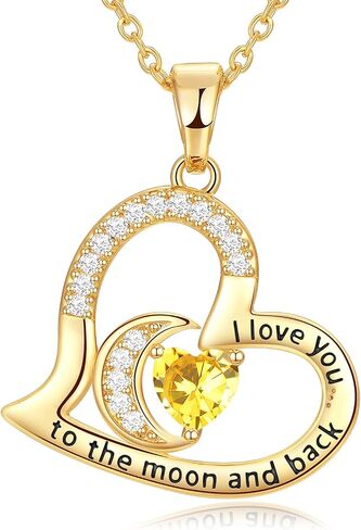 Birthstone Jewelry for Wife Gifts for Her - 18K Gold Filled 925 Sterling Silver I love You Heart Pendant Necklace for Wife Mothers Day Gifts for Wife Birthday Gifts for Girlfriend on Valentine's Day, Wedding Anniversary, Christmas Gifts for Her in Saudi Arabia