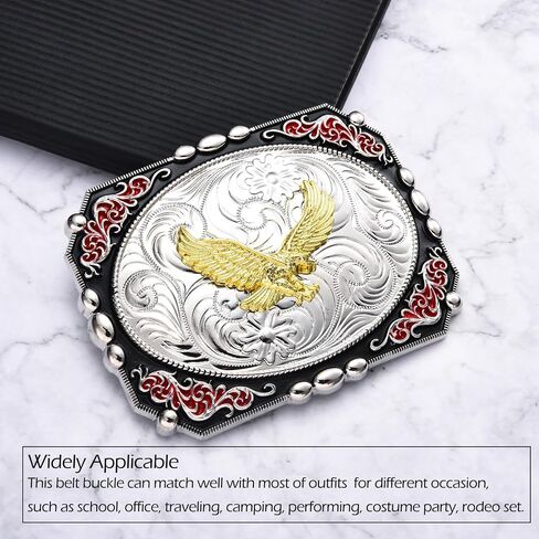 Western Belt Buckle for Men, Large Belt Buckle Golden Soaring Eagle, Eagle Cowboy Big Belt Buckles in Kuwait