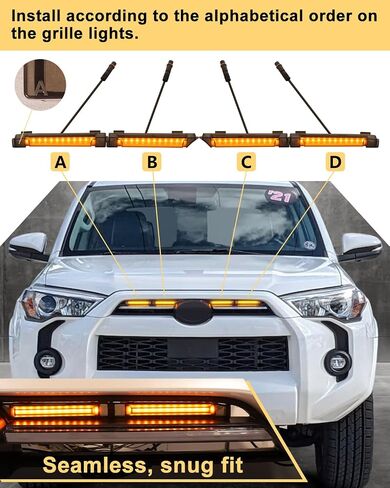 LED Amber Grill Lights for Toyota 4Runner 2020 2021 2022 2023 2024 Raptor Grille Lights Fits SR5 TRD Off-Road Sport Limited,4pcs in Saudi Arabia