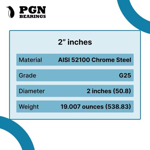 (2 Pieces) PGN - 2" Inch Chrome Steel Bearing Balls - G25 Precision in Saudi Arabia