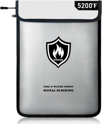 5200°F Upgraded Fireproof Document Bag, 15.7 x 11.4 Faraday Bag, Fireproof Money Bag with Zipper/Reflective Strip, 18 Layers of Heat Insulated Materials, RFID Blocking Bag Protects Devices in Saudi Arabia