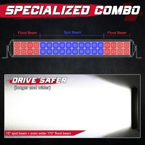 12 بوصة LED ضوء بار OFFROADTOWN Real 60W Bright Spot Flood Combo Light Bar IP68 Off Road Driving Light for UTV ATV 4 Wheeler Jeep Wrangler Truck Pickup Golf Cart in Kuwait