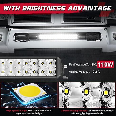 12 بوصة LED ضوء بار OFFROADTOWN Real 60W Bright Spot Flood Combo Light Bar IP68 Off Road Driving Light for UTV ATV 4 Wheeler Jeep Wrangler Truck Pickup Golf Cart in Kuwait