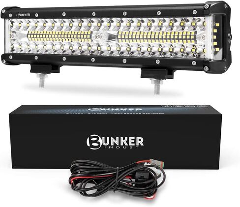 مجموعة أدوات تسخير الأسلاك LED من Bunker INDUST، قطعتان 4 بوصات شريط إضاءة LED 60 وات ضوء عمل مكعب مقاوم للماء أضواء ممتصة للصدمات للقيادة على الطرق الوعرة لمركبة ATV UTV شاحنة قارب جرار in Kuwait