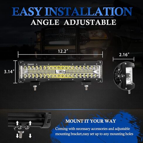 مجموعة أدوات تسخير الأسلاك LED من Bunker INDUST، قطعتان 4 بوصات شريط إضاءة LED 60 وات ضوء عمل مكعب مقاوم للماء أضواء ممتصة للصدمات للقيادة على الطرق الوعرة لمركبة ATV UTV شاحنة قارب جرار in Kuwait