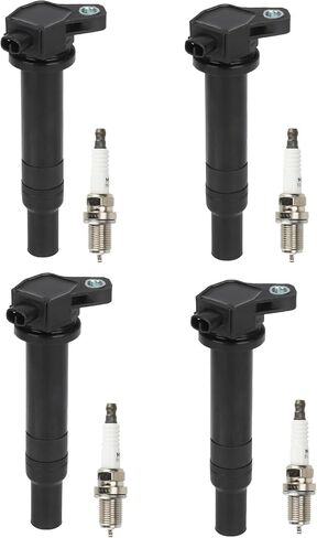 Ignition Coil Pack + Iridium Spark Plugs for 2006 2007 2008 2009 2010 2011 1.6L L4 Hyundai Accent Kia Rio Rio5, C1543 UF499 521841 27301-26640 178-8290 IC579 2730126640, 4 Sets in Saudi Arabia