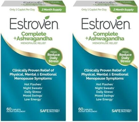 Estroven Complete + ملحق Ashwagandha متعدد الأعراض لانقطاع الطمث للنساء - 60 قيراط. - مكونات مثبتة سريريًا توفر الراحة بعد انقطاع الطمث والتعرق الليلي + تخفيف الوميض الساخن* - خالية من المخدرات وغير معدلة وراثيًا in Kuwait
