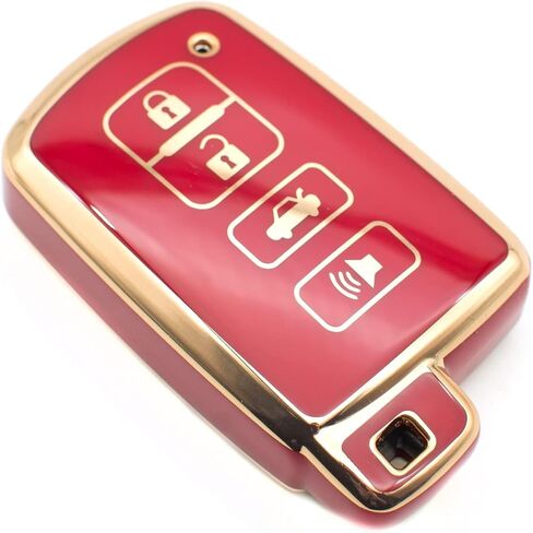 FEYOUN Key Fob Cover Compatible with Toyota Avalon Camry Corolla RAV4 Sequoia Highlander 4Runner Smart 4 Buttons TPU Remote Keyless Key Fob Case Protection Shell Accessories, Black in Saudi Arabia