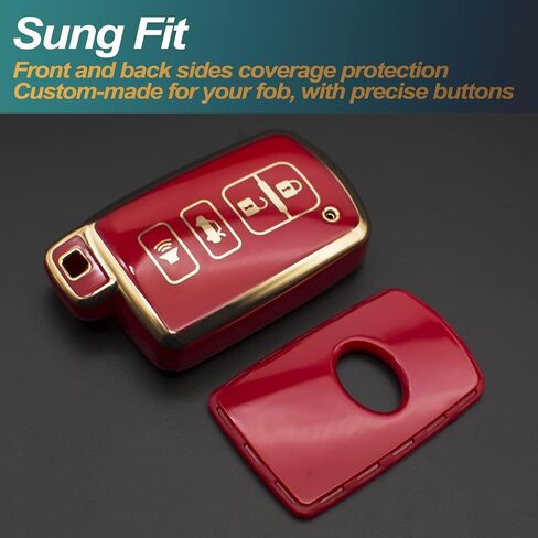 FEYOUN Key Fob Cover Compatible with Toyota Avalon Camry Corolla RAV4 Sequoia Highlander 4Runner Smart 4 Buttons TPU Remote Keyless Key Fob Case Protection Shell Accessories, Black in Saudi Arabia
