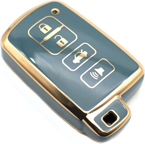 FEYOUN Key Fob Cover Compatible with Toyota Avalon Camry Corolla RAV4 Sequoia Highlander 4Runner Smart 4 Buttons TPU Remote Keyless Key Fob Case Protection Shell Accessories, Black in Saudi Arabia