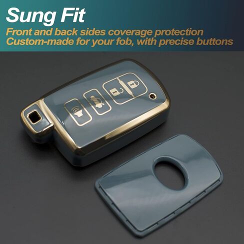 FEYOUN Key Fob Cover Compatible with Toyota Avalon Camry Corolla RAV4 Sequoia Highlander 4Runner Smart 4 Buttons TPU Remote Keyless Key Fob Case Protection Shell Accessories, Black in Saudi Arabia