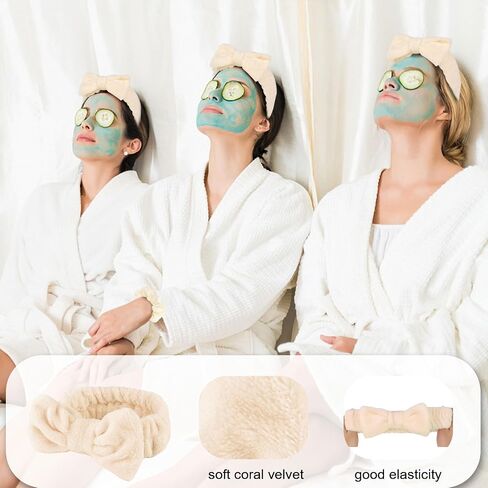 WHAVEL 18 Pcs Sleepover Party Supplies for Girls - Party Favors Include 6 Spa Headband, 6 Silk Eye Mask and 6 Stain Scrunchies for Spa Birthday, Bachelorette Party, Slumber Wedding (Khaki) in Saudi Arabia