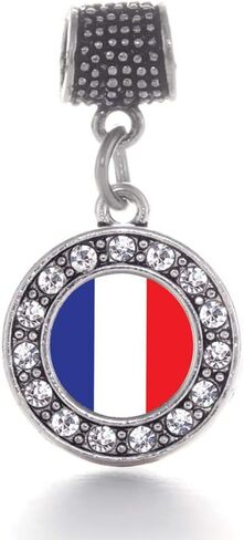 Inspired Silver - Silver Circle Charm for Bracelet with Cubic Zirconia Jewelry in Kuwait