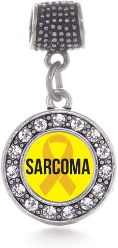 Inspired Silver - Silver Circle Charm for Bracelet with Cubic Zirconia Jewelry in Kuwait