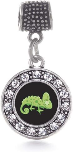 Inspired Silver - Silver Circle Charm for Bracelet with Cubic Zirconia Jewelry in Kuwait