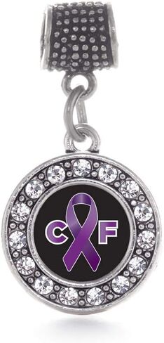 Inspired Silver - Silver Circle Charm for Bracelet with Cubic Zirconia Jewelry in Kuwait