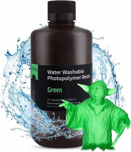 ELEGOO Water Washable 3D Printer Resin, Rapid LCD Resin 405nm UV-Curing Standard Photopolymer Resin for LCD 3D Printing Clear Green 1000G in Kuwait