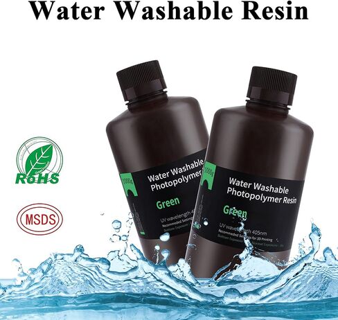 ELEGOO Water Washable 3D Printer Resin, Rapid LCD Resin 405nm UV-Curing Standard Photopolymer Resin for LCD 3D Printing Clear Green 1000G in Kuwait