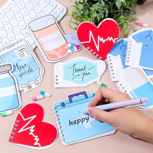 16 Pieces Nurse Spiral Notebooks Mini Nurse Pocket Notepads Pocket Notebook for Nurses Spiral Nurse Appreciation Gifts Medical Notebook for Nursing Students Classroom Office Present, 8 Styles in Saudi Arabia