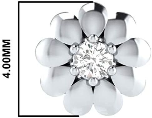 Natural Diamond Nose Ring Sterling Silver Nose Stud Flower in 16 Gauge and 8mm Length/Diamond Nose Stud For Womens/Diamond Color- J-K Diamond Clarity- I1-I2 Diamond Weight 0.01 CT in Saudi Arabia