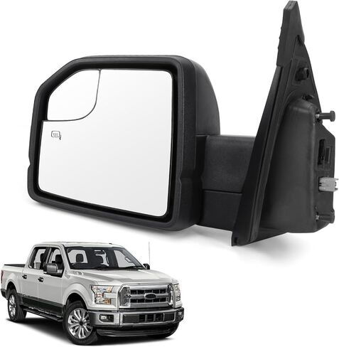 استبدال مجموعة مرآة الباب الجانبي للسائق الأيسر لسيارة Ford F-150 2015-2020، مع تعديل زجاج الطاقة، وزجاج النقطة العمياء والطي اليدوي، وسطح أسود محكم (يسار، 3 دبابيس) in Kuwait