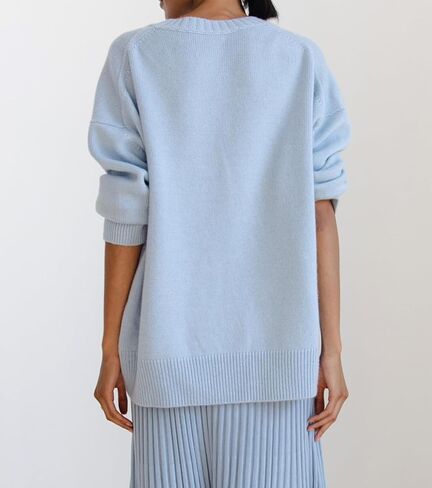 Ckikiou Oversized Crewneck Soft Knitted Sweater for Women Fall Winter Long Sleeve Cute High Low Slouchy Sweater Pullover Top in Saudi Arabia