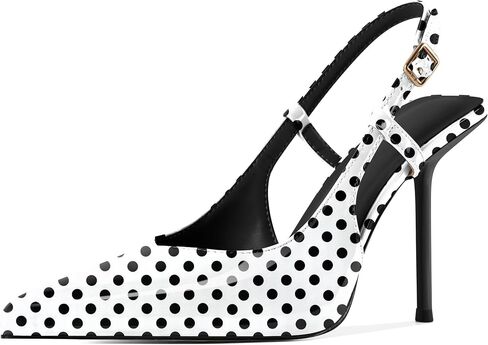 Soireelady Women's Slingback Heels Pointed Toe High Stiletto Heels Stretch Slip on Backless Patent Leather Fashion Dress Shoes in Saudi Arabia