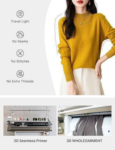 Women's 100% Merino Wool Seamless Sweater Mock Neck First-Line Ready to Wear Long Sleeve Knitted Pullover Tops in Saudi Arabia