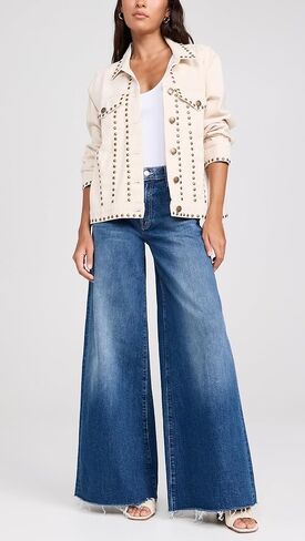 بنطلون جينز The Swisher Sneak Fray للسيدات من MOTHER in Kuwait