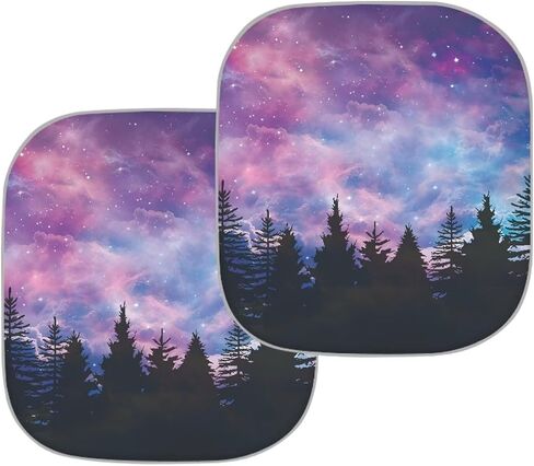 Car Front Windows Sunshade 2 Pieces Automotive Windshield Sun Shade Galaxy Forest Print Auto Shade Car Accessories for Sedans SUV Vans Trucks in Saudi Arabia