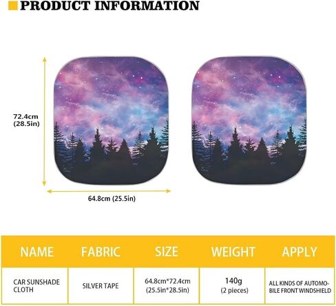 Car Front Windows Sunshade 2 Pieces Automotive Windshield Sun Shade Galaxy Forest Print Auto Shade Car Accessories for Sedans SUV Vans Trucks in Saudi Arabia